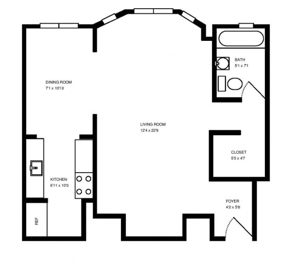 Floor Plan  Studio apartment home at 1033 W Loyola, Chicago, IL
