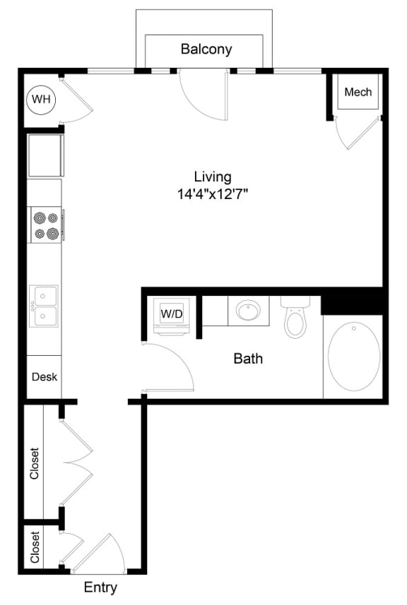a floor plan of a small house with a bedroom and a living room