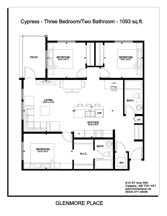 a floor plan of a house with three bedrooms and a bathroom
