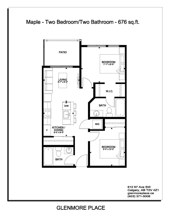 the floor plan of mango two bedroom two bathroom 417 sq ft