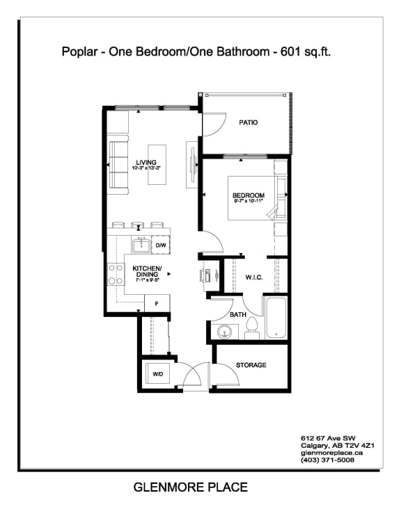 the floor plan of one bedroom one bathroom 417 sq ft