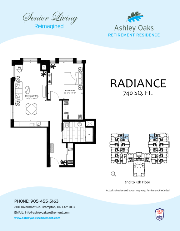 Radiance Floor Plan 1 bed 1 bath