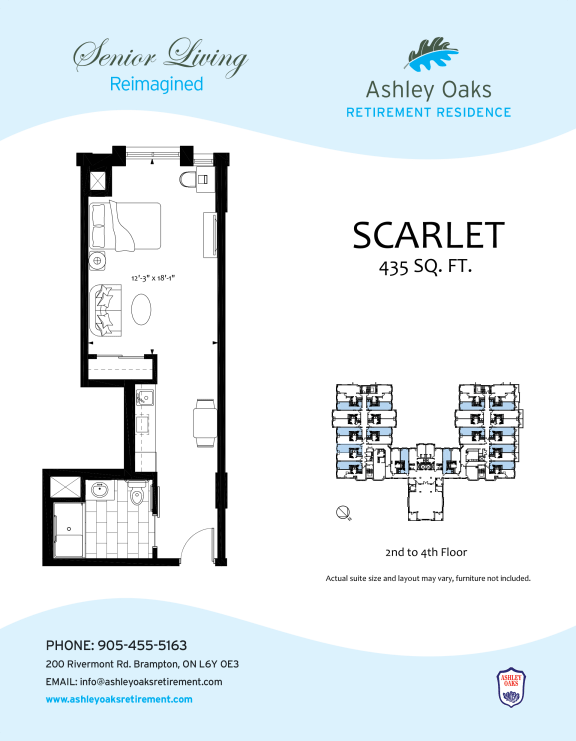 Scarlet Floor Plan Studio with 1 bath