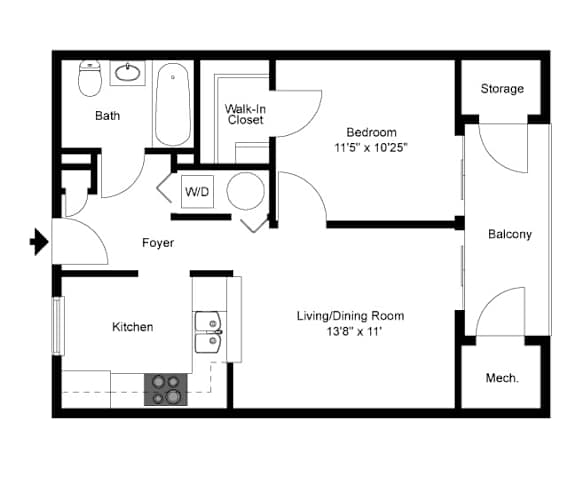A black and white image of a floor plan for a home.
