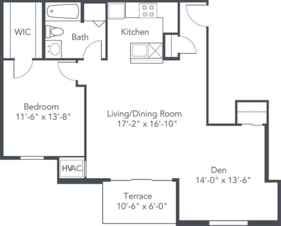 a floor plan of a house with a bedroom and a living room
