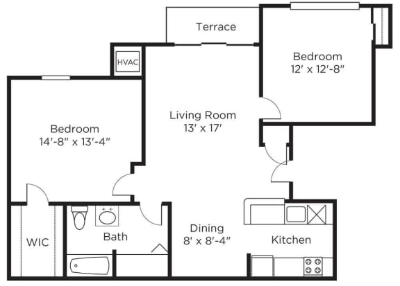 a floor plan of a house with bedrooms and a living room