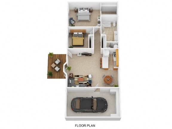 a floor plan of a house with a car in it