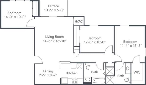 Floor Plan  a floor plan of a house with bedrooms and a living room
