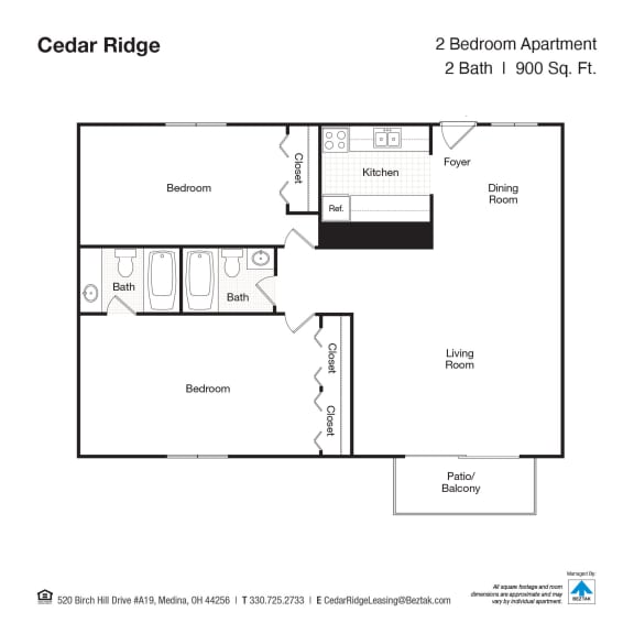 this floor plan is an approximation of a cedar ridge 2 bedroom apartment