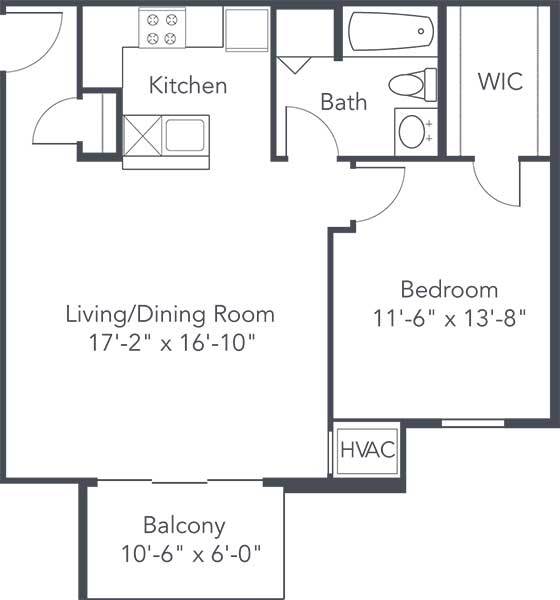 a floor plan of a house with a kitchen and a living room