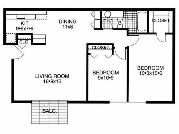 a floor plan of a small house with a bedroom and a living room