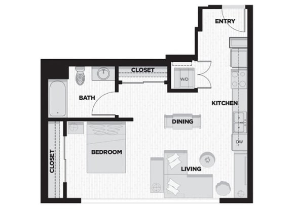 the illustration ofmask floor plan of a studio apartment