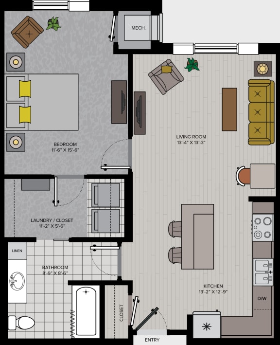 Floorplan image of apartment style A3