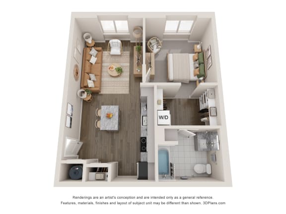 Floor Plan  1 Bedroom 1 Bathroom B at Agave House Apartments, Arizona, 85122