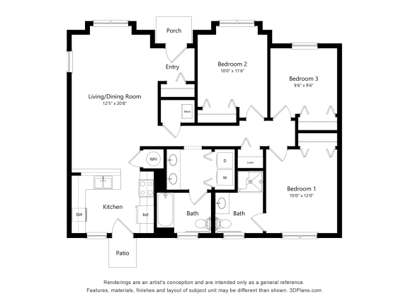 3 bed 2 bath B at Ames Lake Neighborhood Apartments, St. Paul, Minnesota
