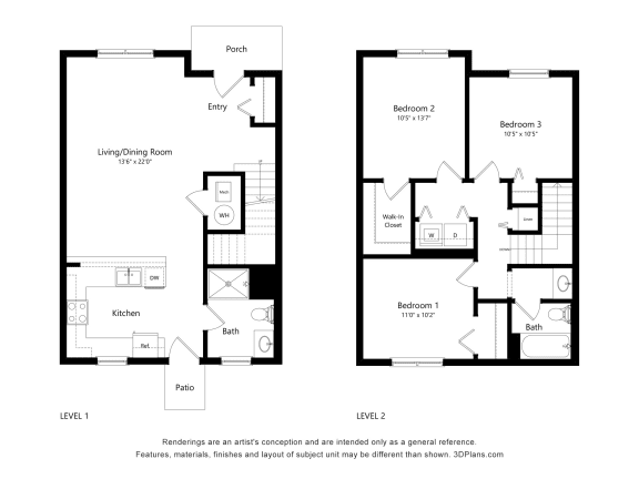 3 bed 1.5 bath A at Ames Lake Neighborhood Apartments, St. Paul, MN