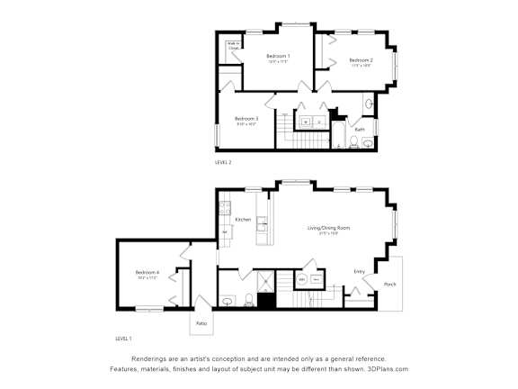 4bd 2bth A Floor Plan at Ames Lake Neighborhood Apartments, Minnesota