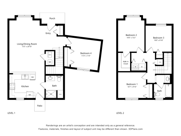 4 bed 2 bath A at Ames Lake Neighborhood Apartments, Minnesota, 55106