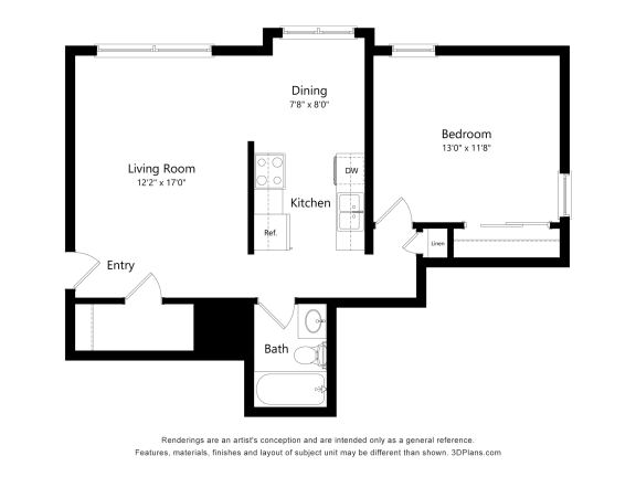 1 bed 1 bath 1 bed 1 bath at Ames Lake Neighborhood Apartments, St. Paul, Minnesota