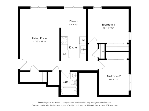 2 bed 1 bath 2 bed 1 bath at Ames Lake Neighborhood Apartments, St. Paul