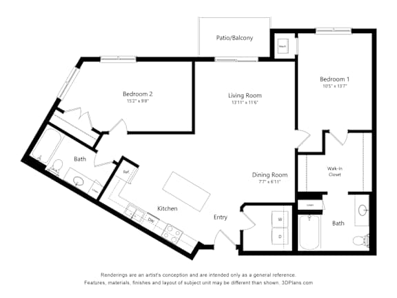 a floor plan of a room with a bedroom and a living room