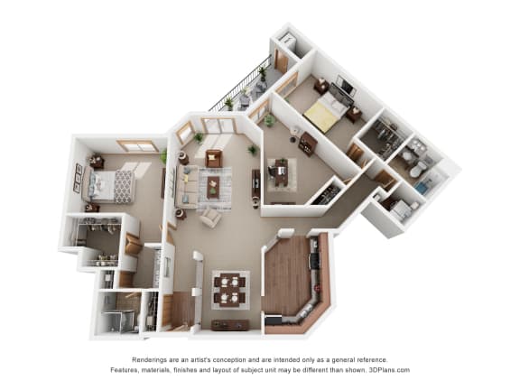 a floor plan is shown in this rendering