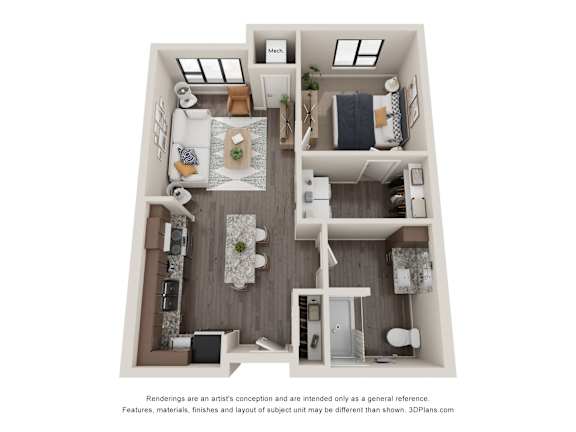 1 bedroom 1 bath A at Decatur Landing Apartment, Brooklyn Park, MN, 55445