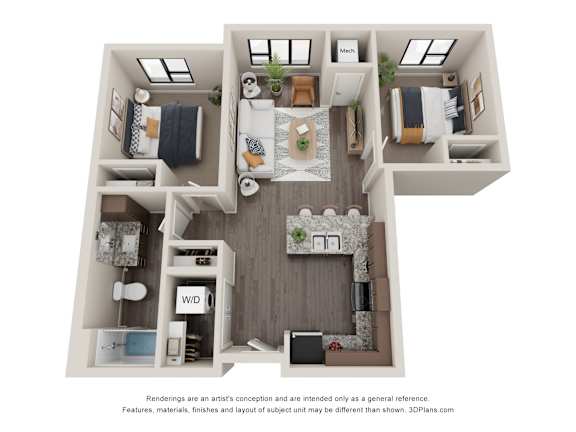 2 Bed 1 Bath Floor Plan at Decatur Landing I & II, Minnesota, 55445