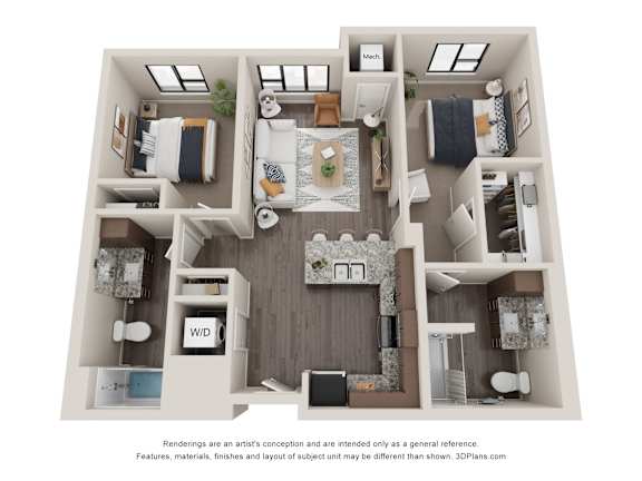 Two Bedroom Floor Plan at Decatur Landing I & II, Brooklyn Park Minnesota