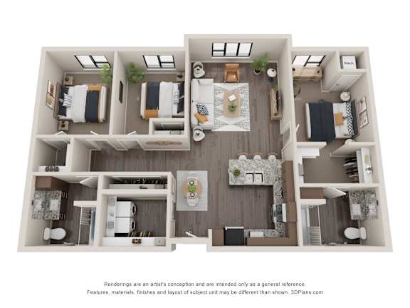 3 Bedroom 2 Bath Floor Planat Decatur Landing I & II, Brooklyn Park