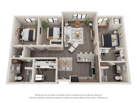 3 Bed 2 Bath Floor Plan at Decatur Landing I & II, Brooklyn Park Minnesota