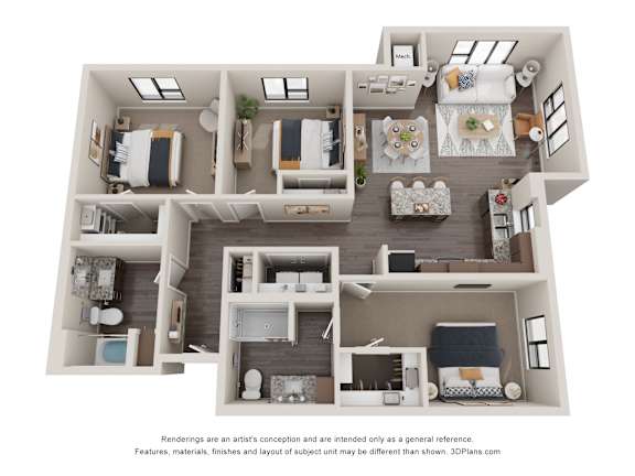 3 bed 2 bath J at Decatur Landing Apartment , Brooklyn Park, MN