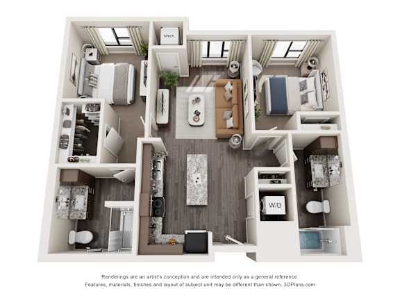 Two Bedroom Floor Plan at Decatur Landing I & II, Minnesota