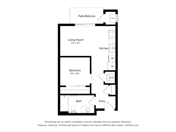 Studio 1 bath B at EastGate Apartments, Rochester