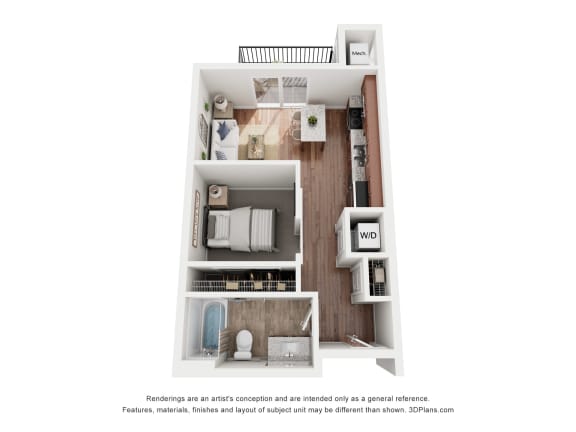 Studio 1 bath F at EastGate Apartments, Rochester, MN