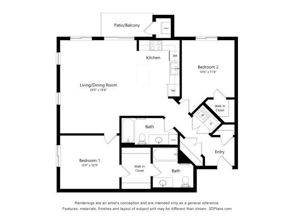 2 bed 2 bath Q at EastGate Apartments, Rochester, MN, 55904