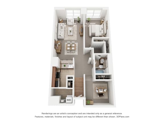 a floor plan of a 1 bedroom apartment with a bathroom and a living room