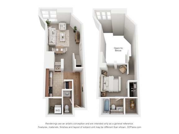 A floor plan of a two-bedroom apartment with a living room, kitchen, and bathroom.