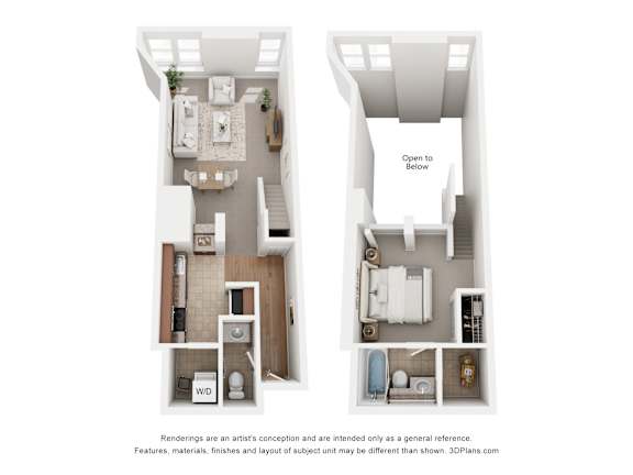 A floor plan of a two-bedroom apartment with a living room, kitchen, and bathroom.