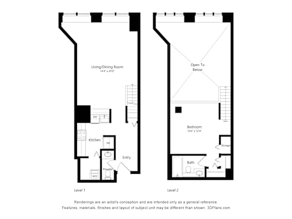a floor plan of two floors of a building