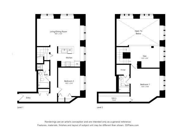 a floor plan of two floor plans of a house