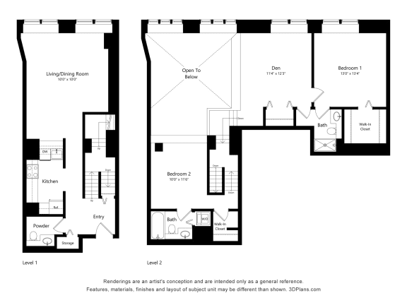 the floor plans for the two floors of the apartment building