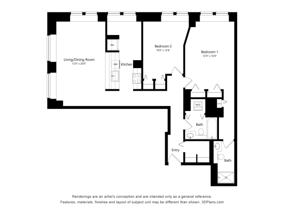 a floor plan of a residence with an open floor plan