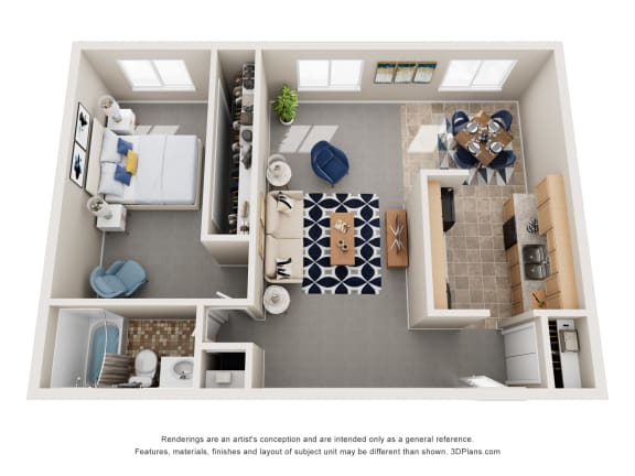 Floor Plan  a 1 bedroom floor plan with a bathroom and a living room