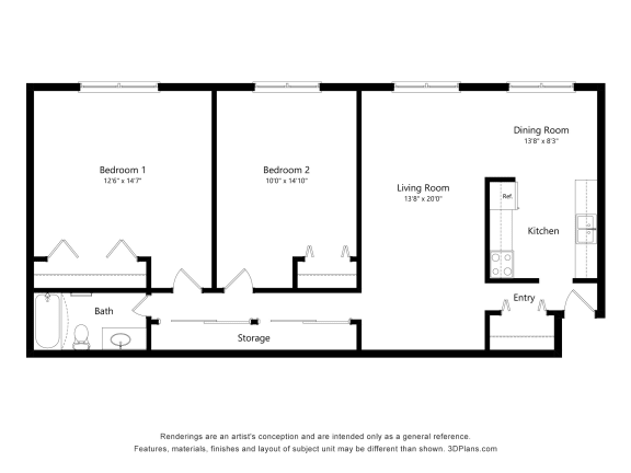 a floor plan of a living room with a bedroom and a dining room