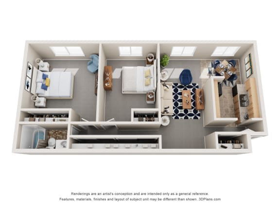 Floor Plan  a rendering of a 1 bedroom floor plan with a bathroom and a living room