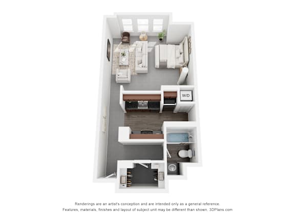 Studio Floor Plan at Parkside Apartments, Minnesota, 55101