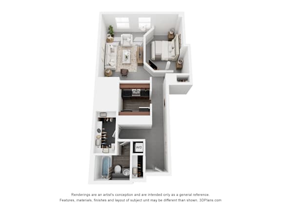 Studio Floor Plan at Parkside Apartments, Minnesota