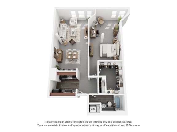 a floor plan of a 1 bedroom apartment with a bathroom and a living room