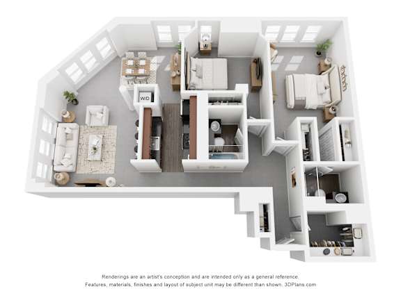 Floor Plan  2 Bed 2 Bath Floor Plan at Parkside Apartments, St. Paul, Minnesota